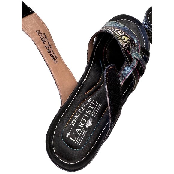 Artiste Caiman Slide Sandal Size 37 US 6.5-7 Black Muli NWB - Picture 11 of 16